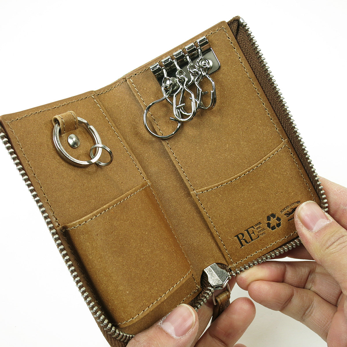 Recycled Leather Smart Key Compatible Key Case ZKM605