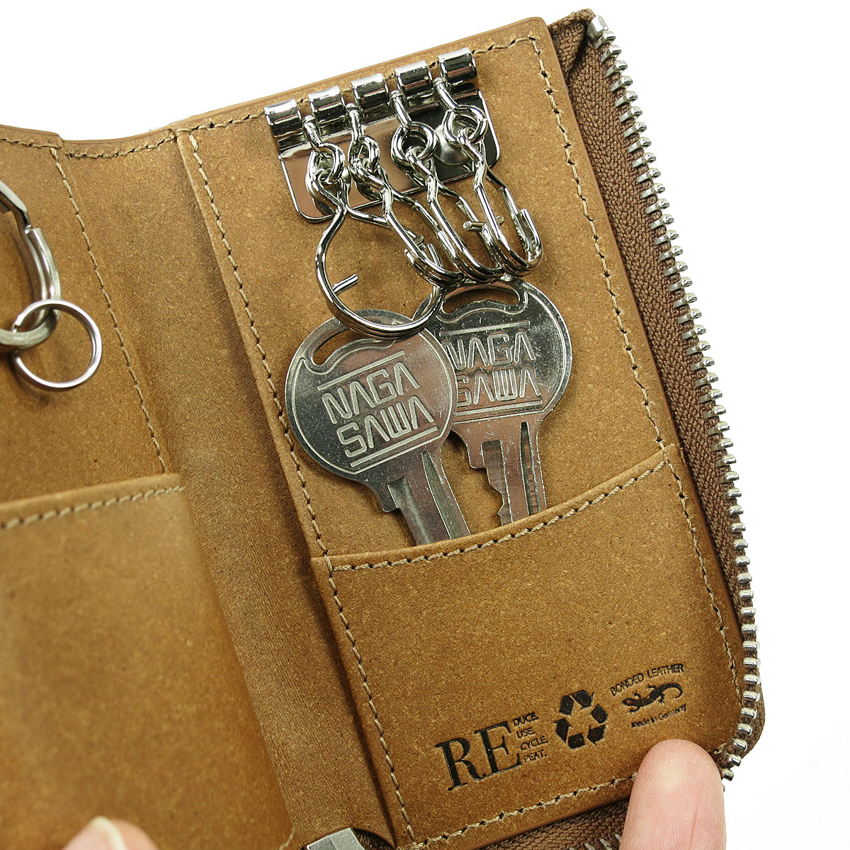 Recycled Leather Smart Key Compatible Key Case ZKM605