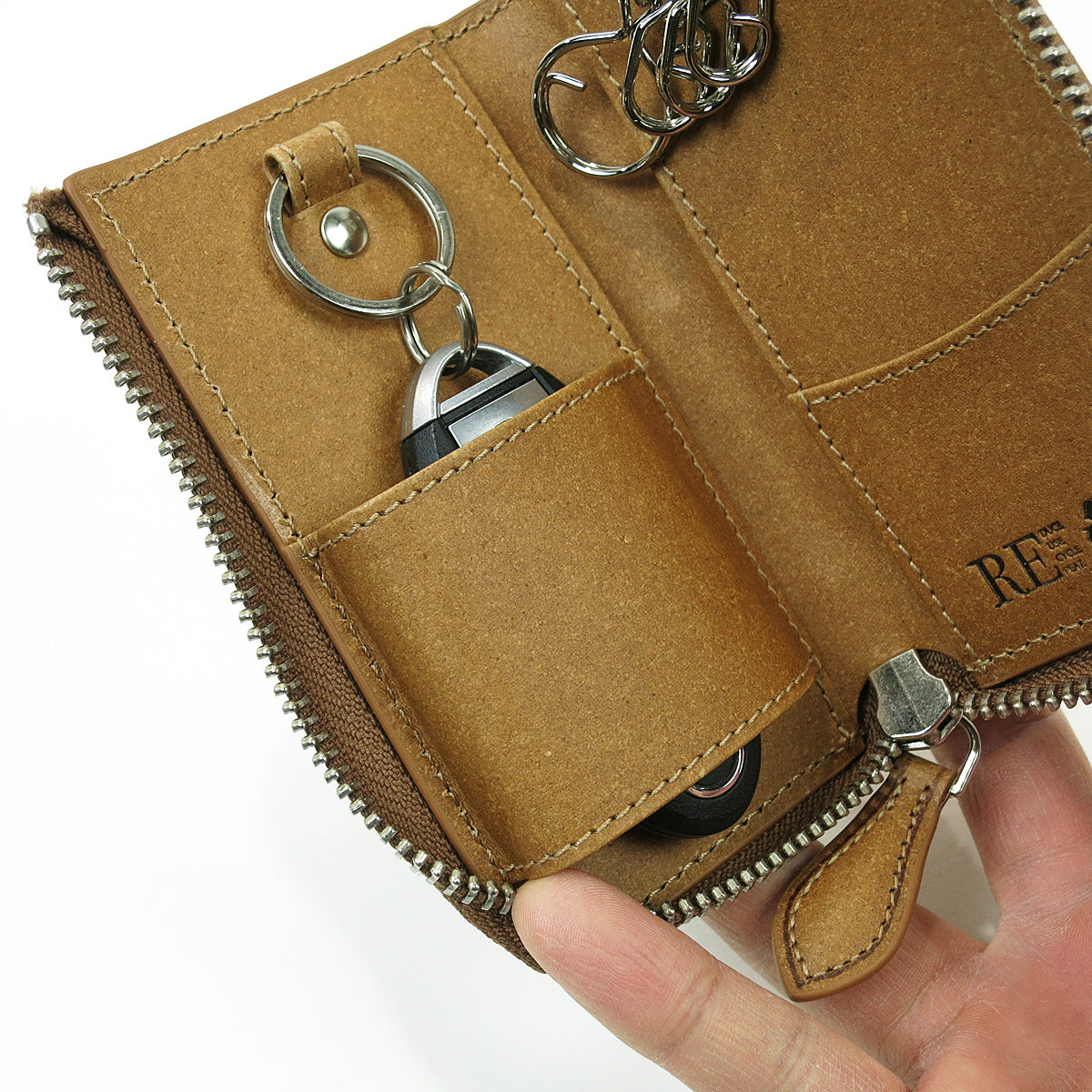 Recycled Leather Smart Key Compatible Key Case ZKM605