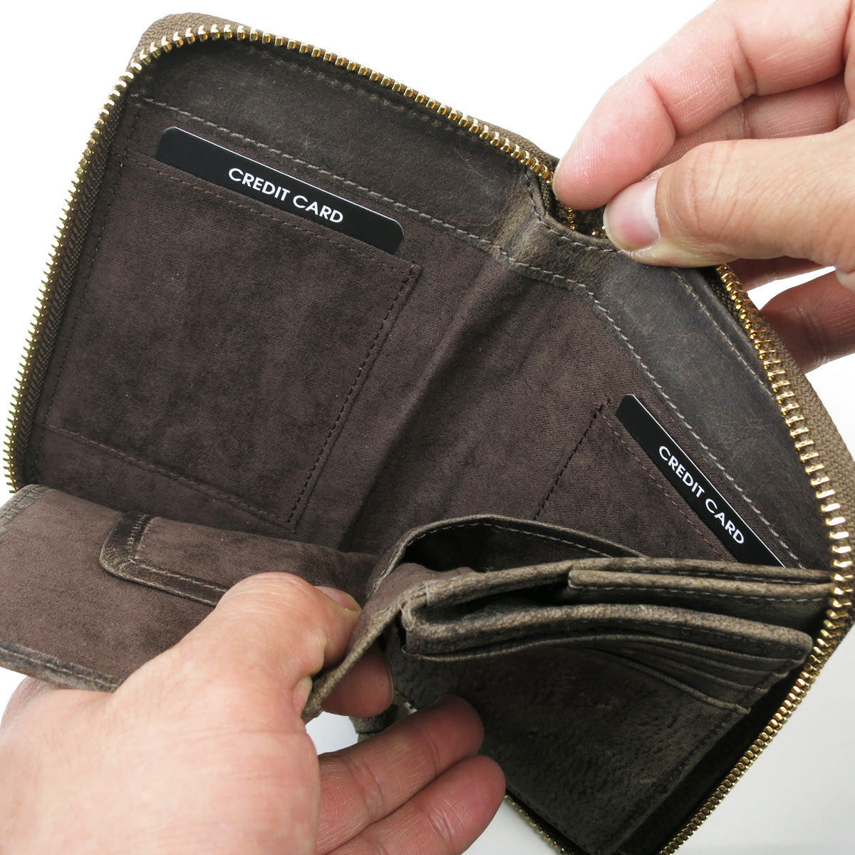 KUDU -Kudoo 皮革-圓形拉鍊半皮夾 ZKM901