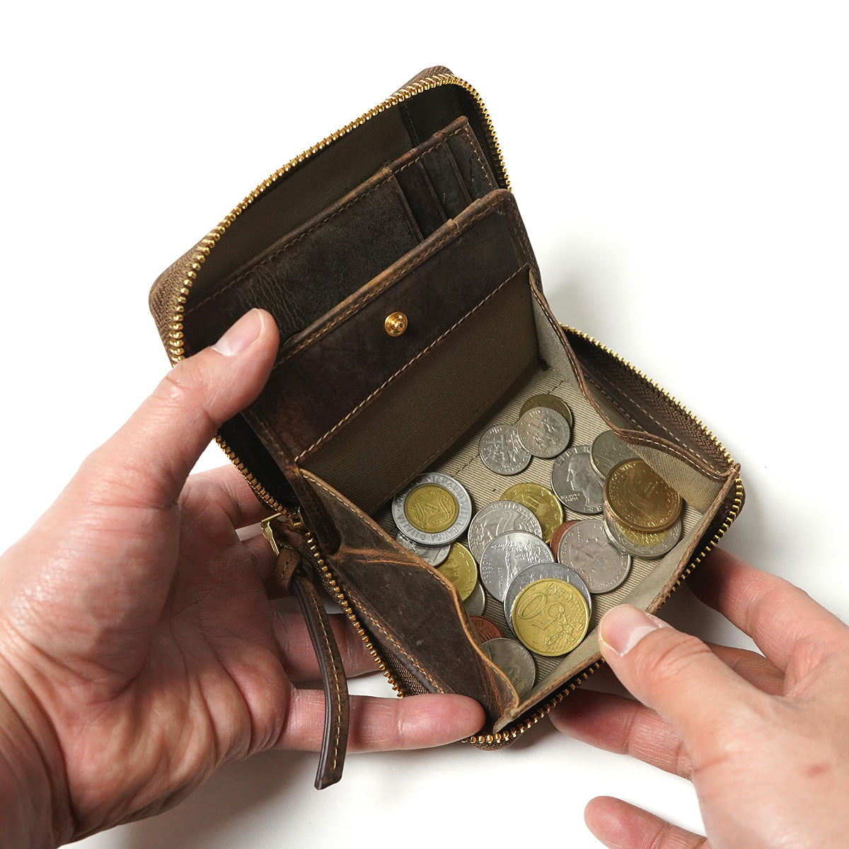 KUDU -Kudoo 皮革-圓形拉鍊緊湊型皮夾 ZKM904