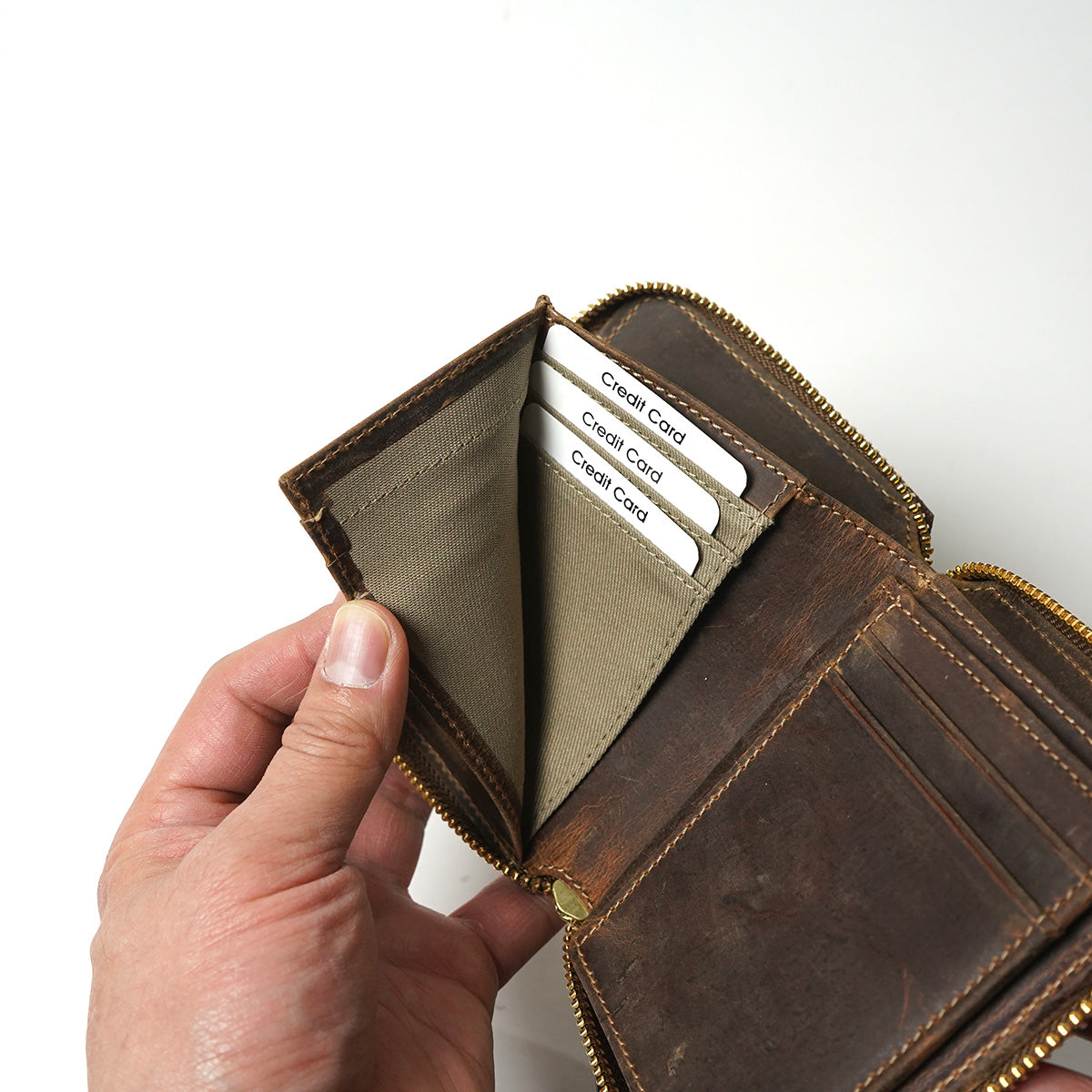 KUDU -Kudoo 皮革-圓形拉鍊緊湊型皮夾 ZKM904