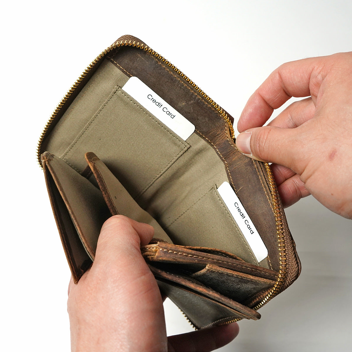 KUDU -Kudoo 皮革-圓形拉鍊緊湊型皮夾 ZKM904