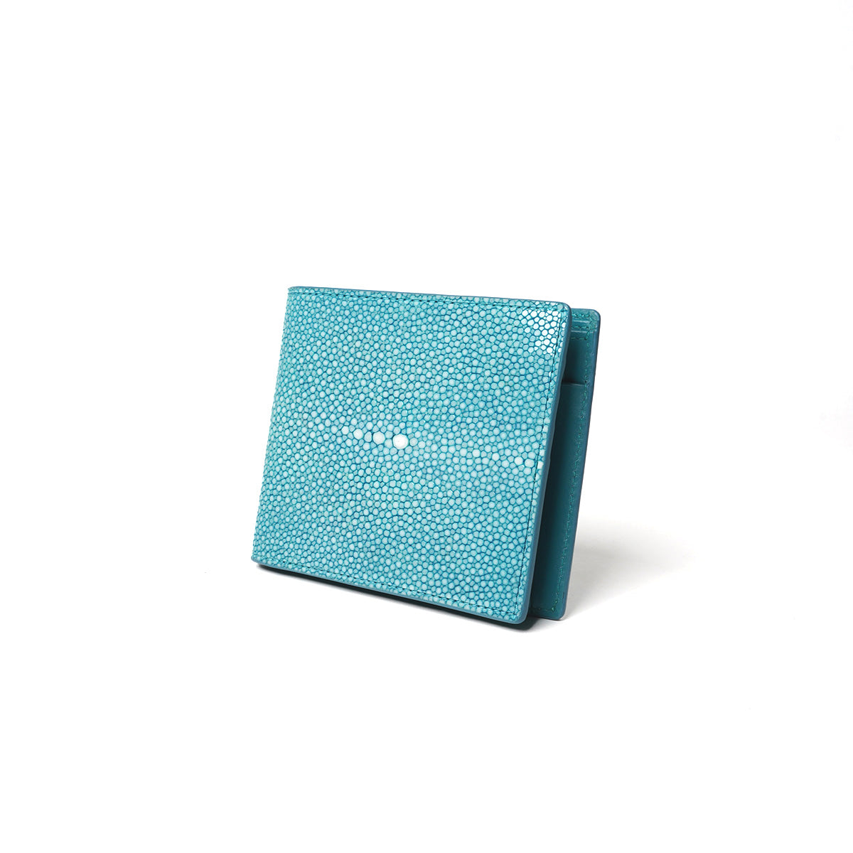 【美品】Salvatore Piccolo／ストライプ／ブルーグリーン／ミント STINGRAY STAR wallet -スティングレーレザー- 二つ折り財布 ZWL6002