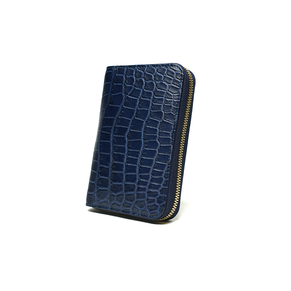 藍染め×クロコダイル ラウンドファスナー ハーフ財布 ZWL8001