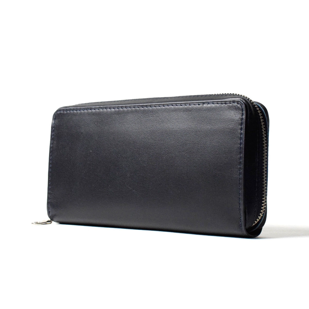 Indigo-dyed leather round zipper multi-case ZYS085