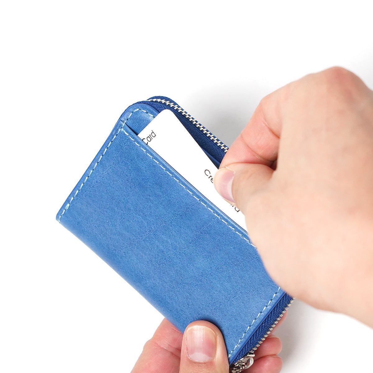 Indigo-dyed leather round zipper coin purse ZYS089