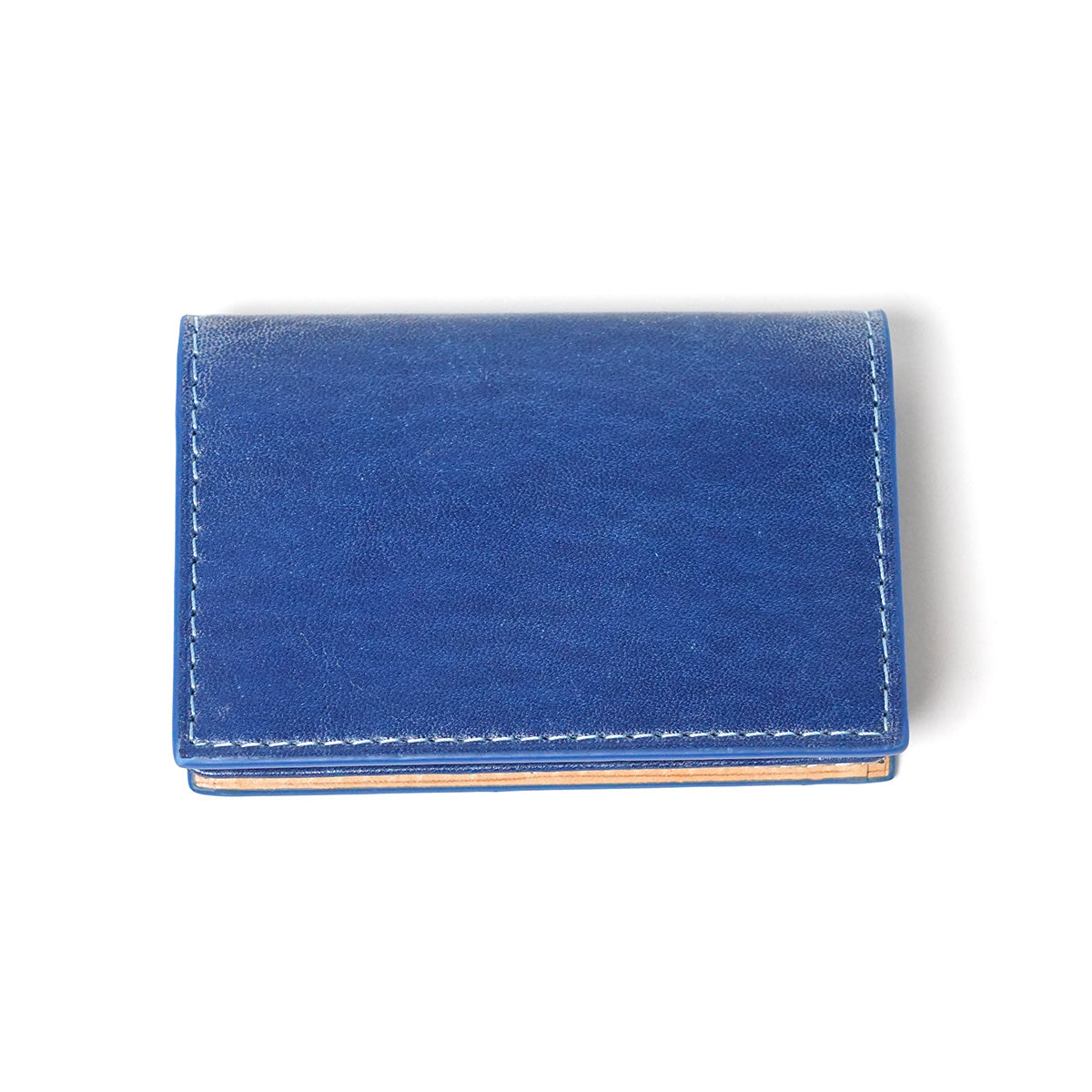 Indigo-dyed leather business card holder ZYS094