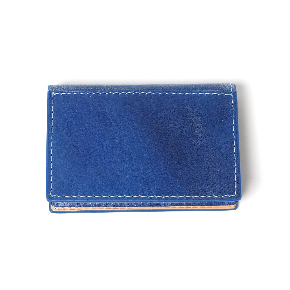 Indigo-dyed leather business card holder ZYS094
