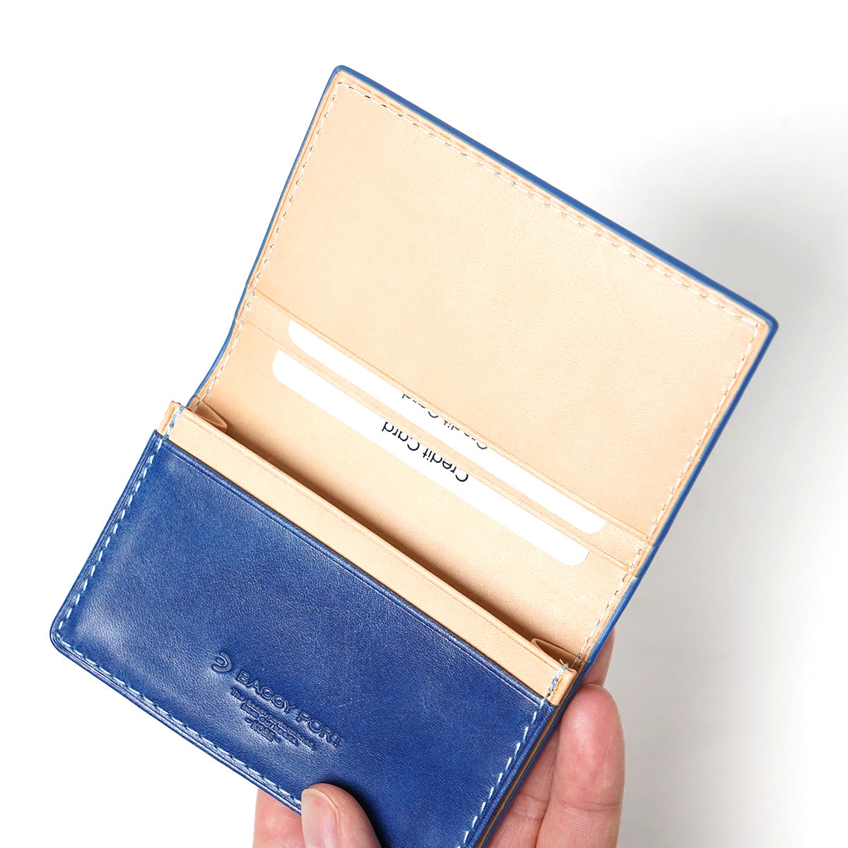 Indigo-dyed leather business card holder ZYS094
