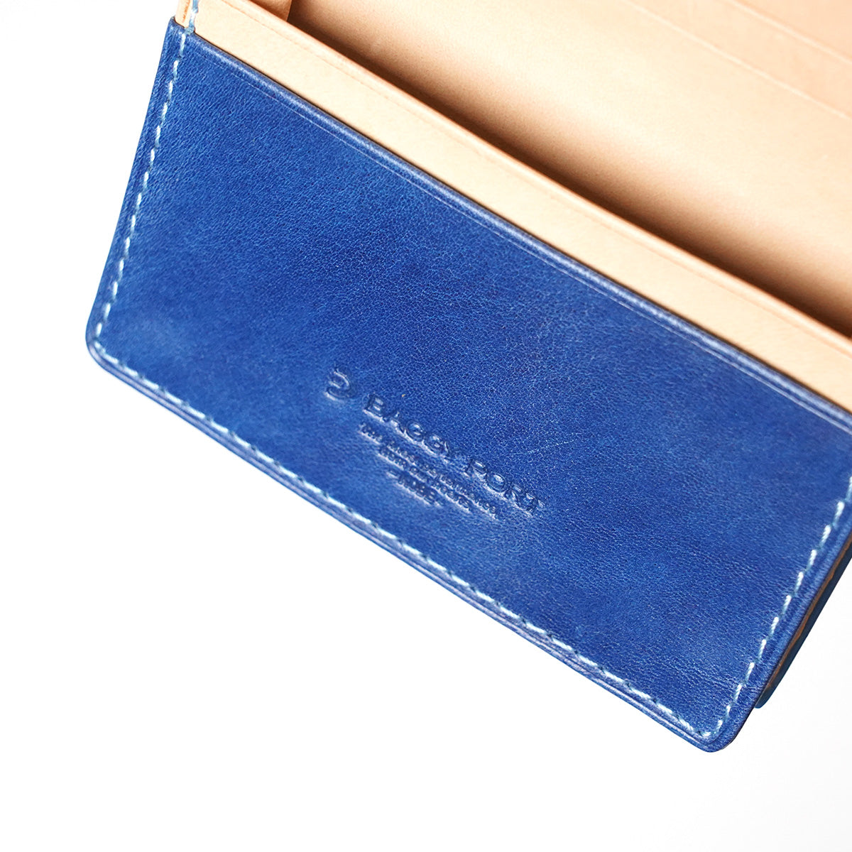 Indigo-dyed leather business card holder ZYS094