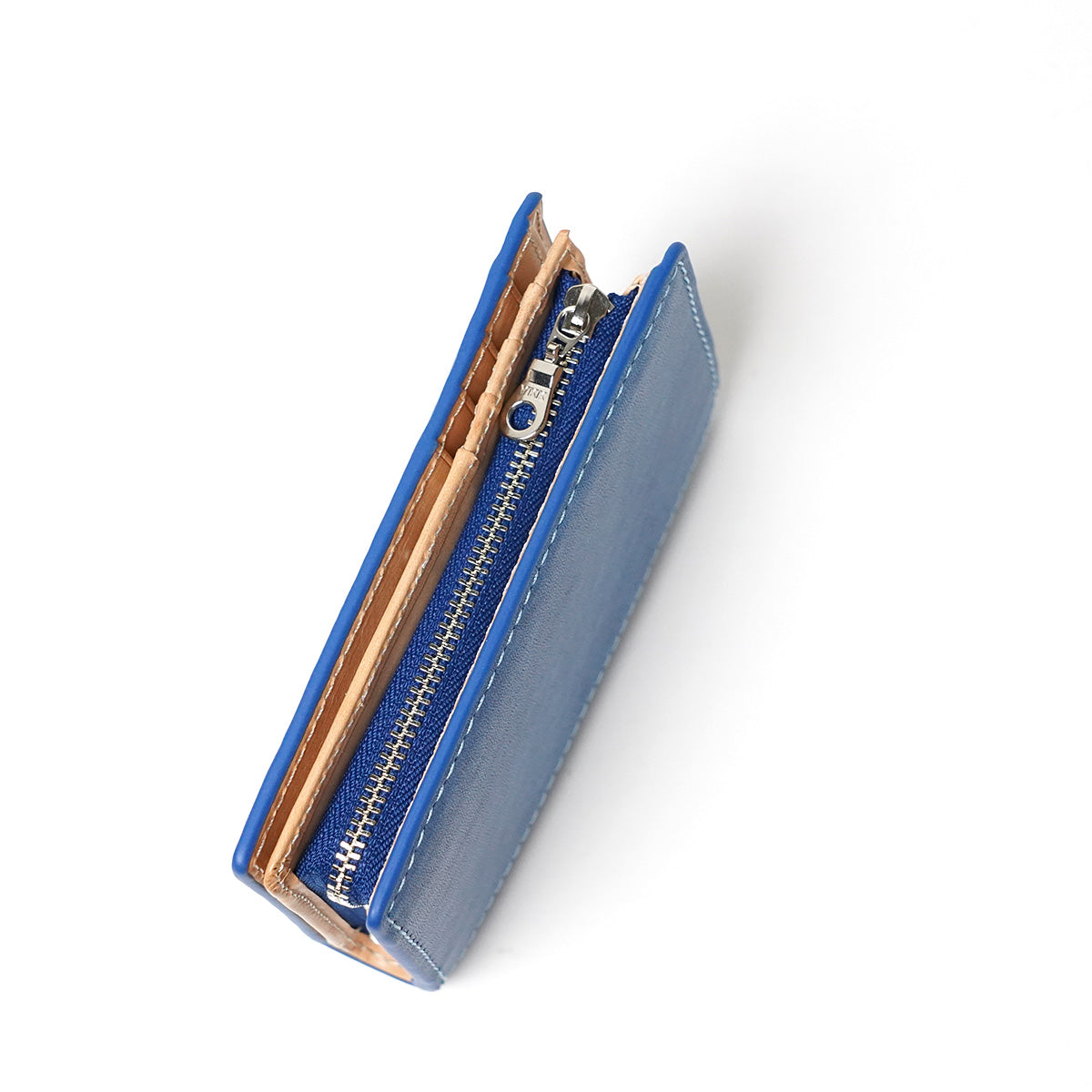 Indigo-dyed leather half wallet ZYS096