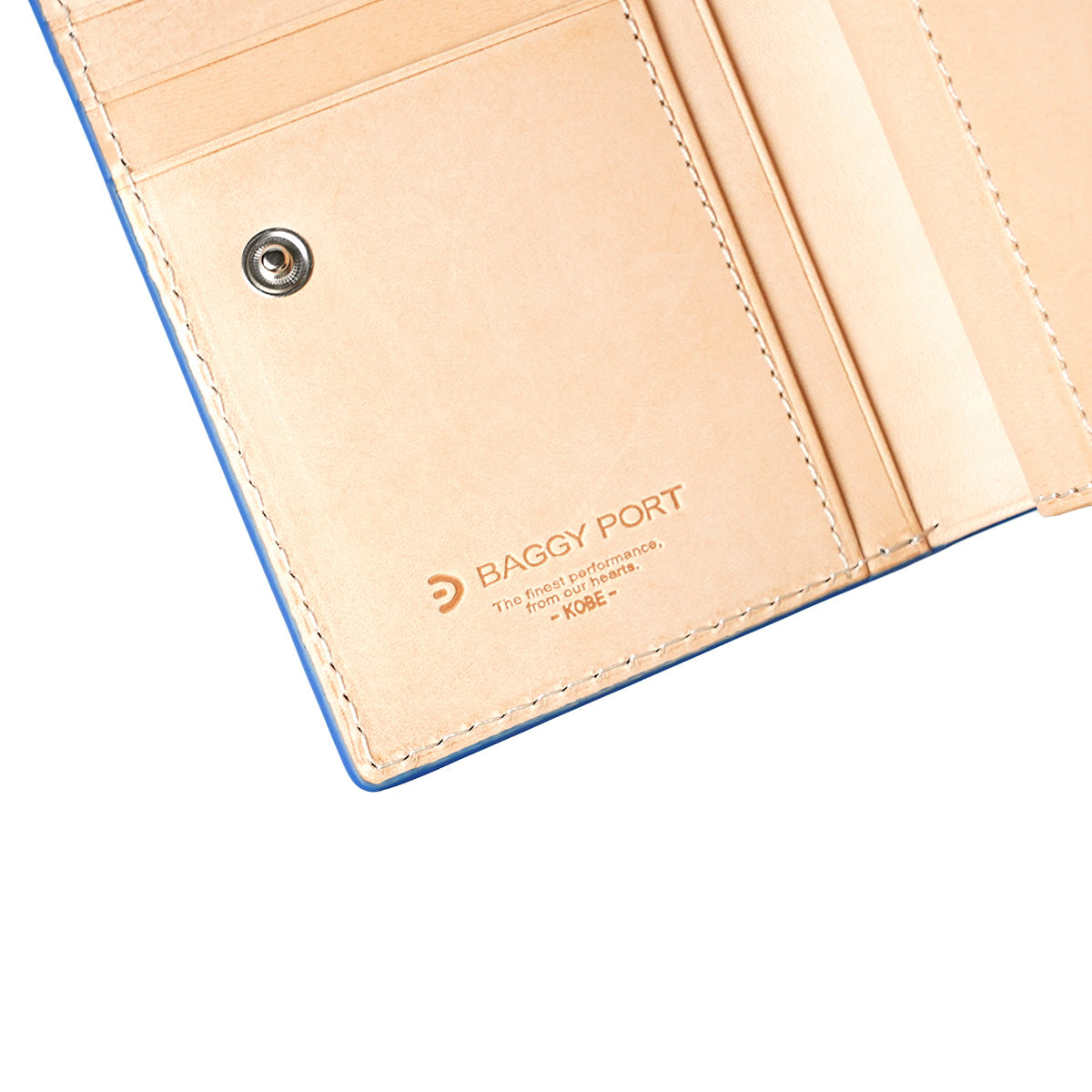 Indigo-dyed leather half wallet ZYS096