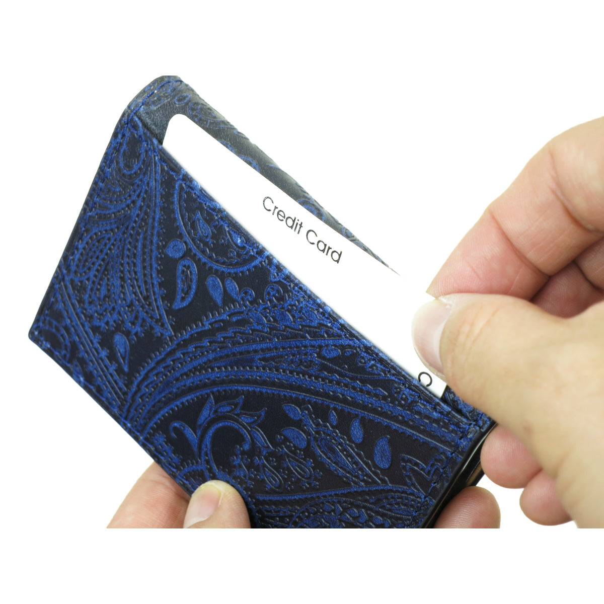 Indigo dyed x Paisley business card holder ZYS194