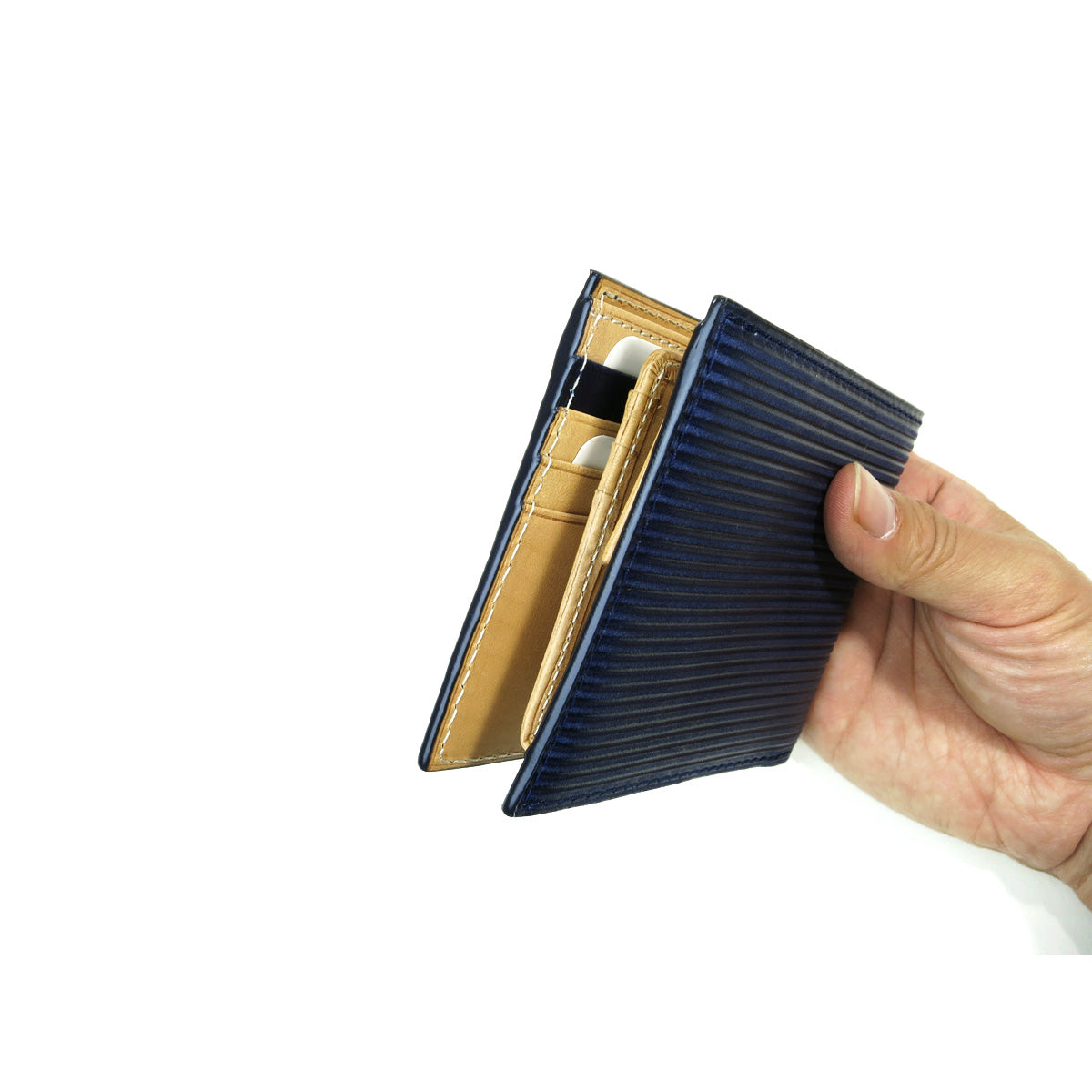 Indigo dyed x straight bifold wallet ZYS298