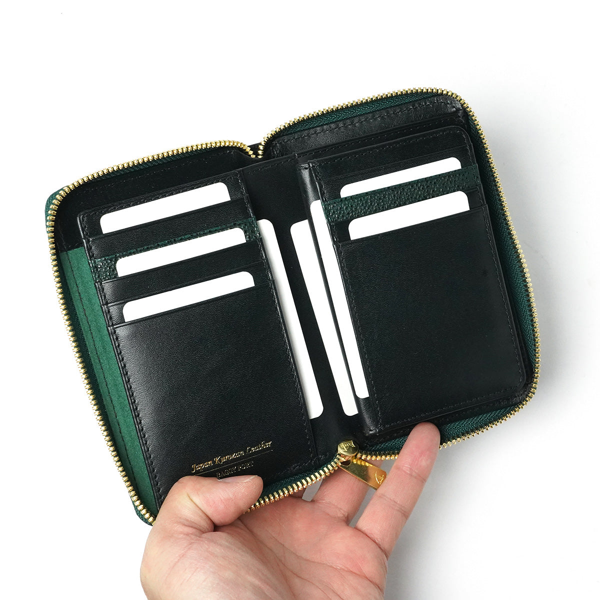 Himeji Kurozan Leather Round Zipper Half Wallet ZYS391
