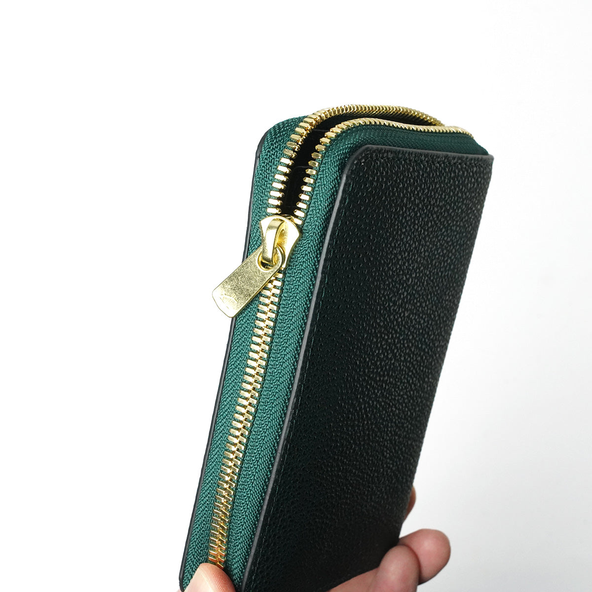 Himeji Kurozan Leather Round Zipper Half Wallet ZYS391