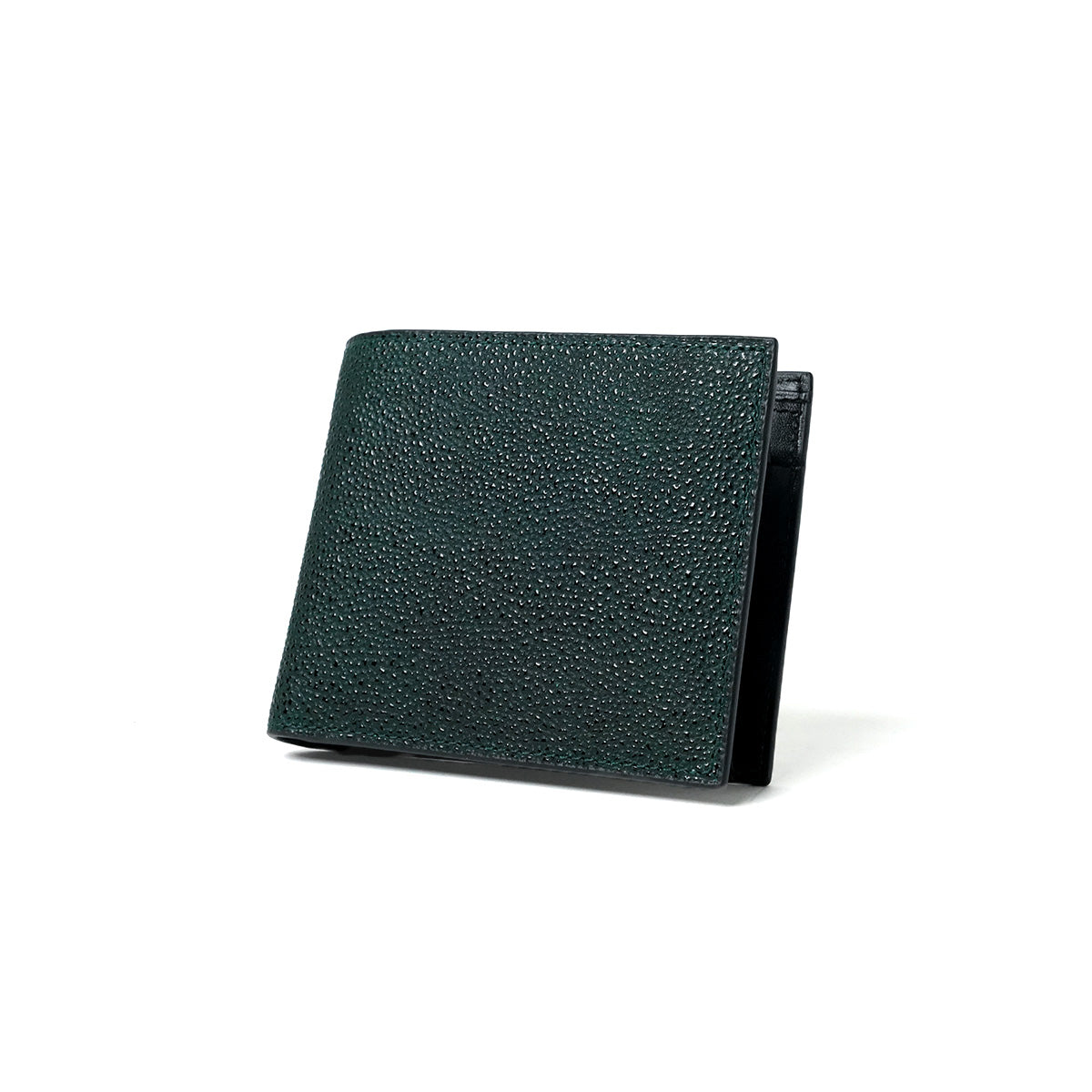 姫路 黒桟革 二つ折り財布 ZYS392