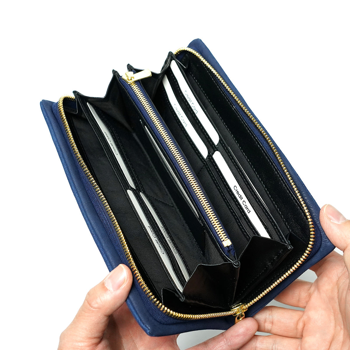 Indigo-dyed nubuck round zipper long wallet ZYS490