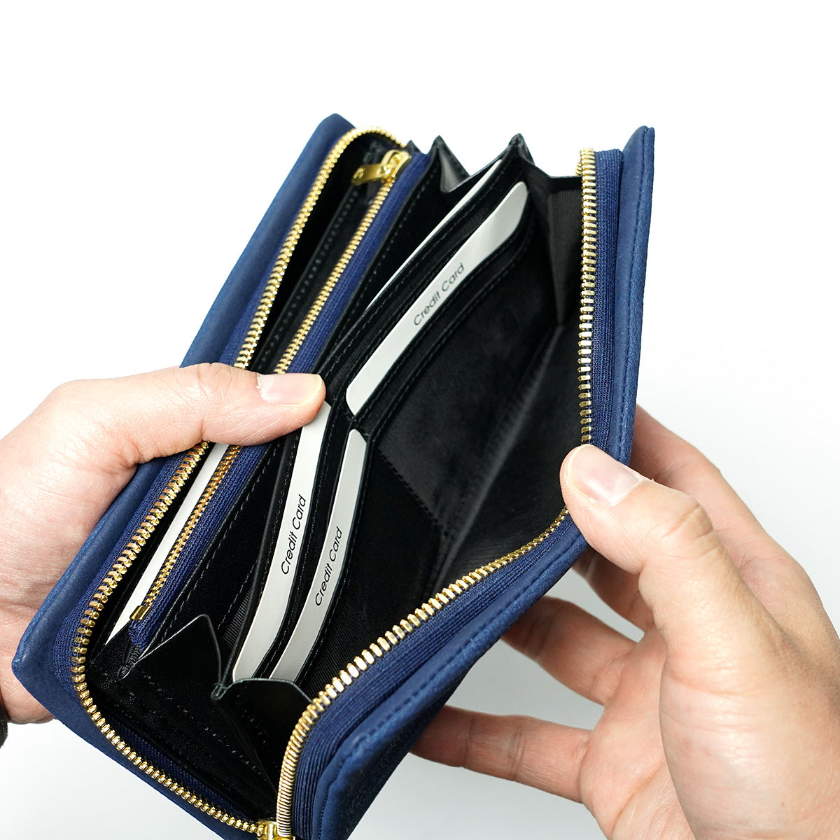 Indigo-dyed nubuck round zipper long wallet ZYS490