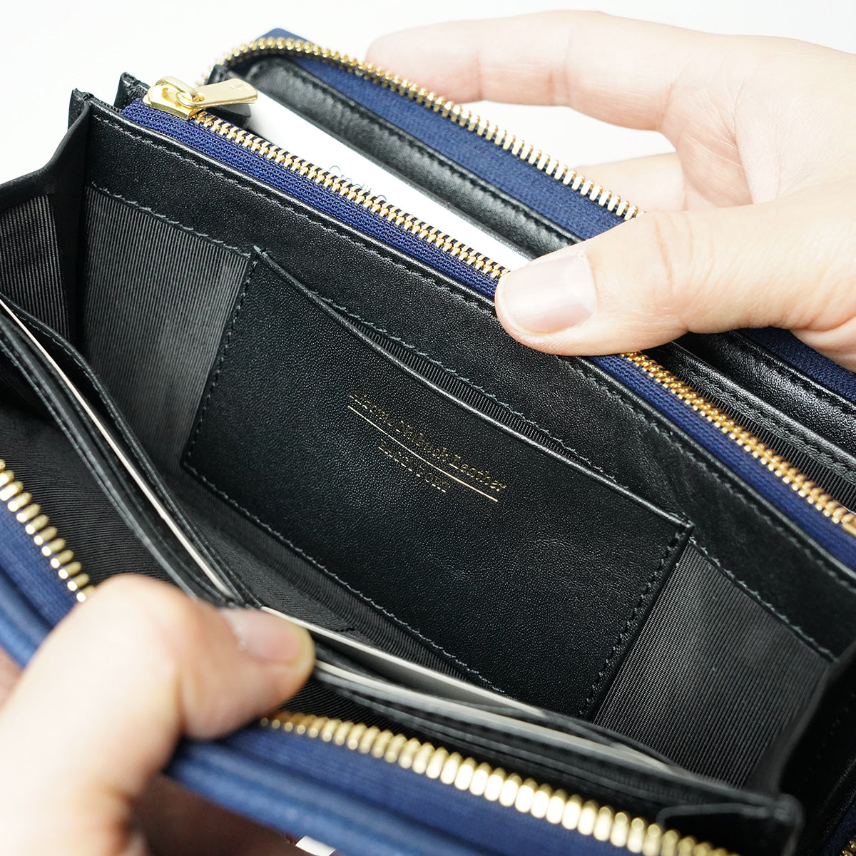 Indigo-dyed nubuck round zipper long wallet ZYS490