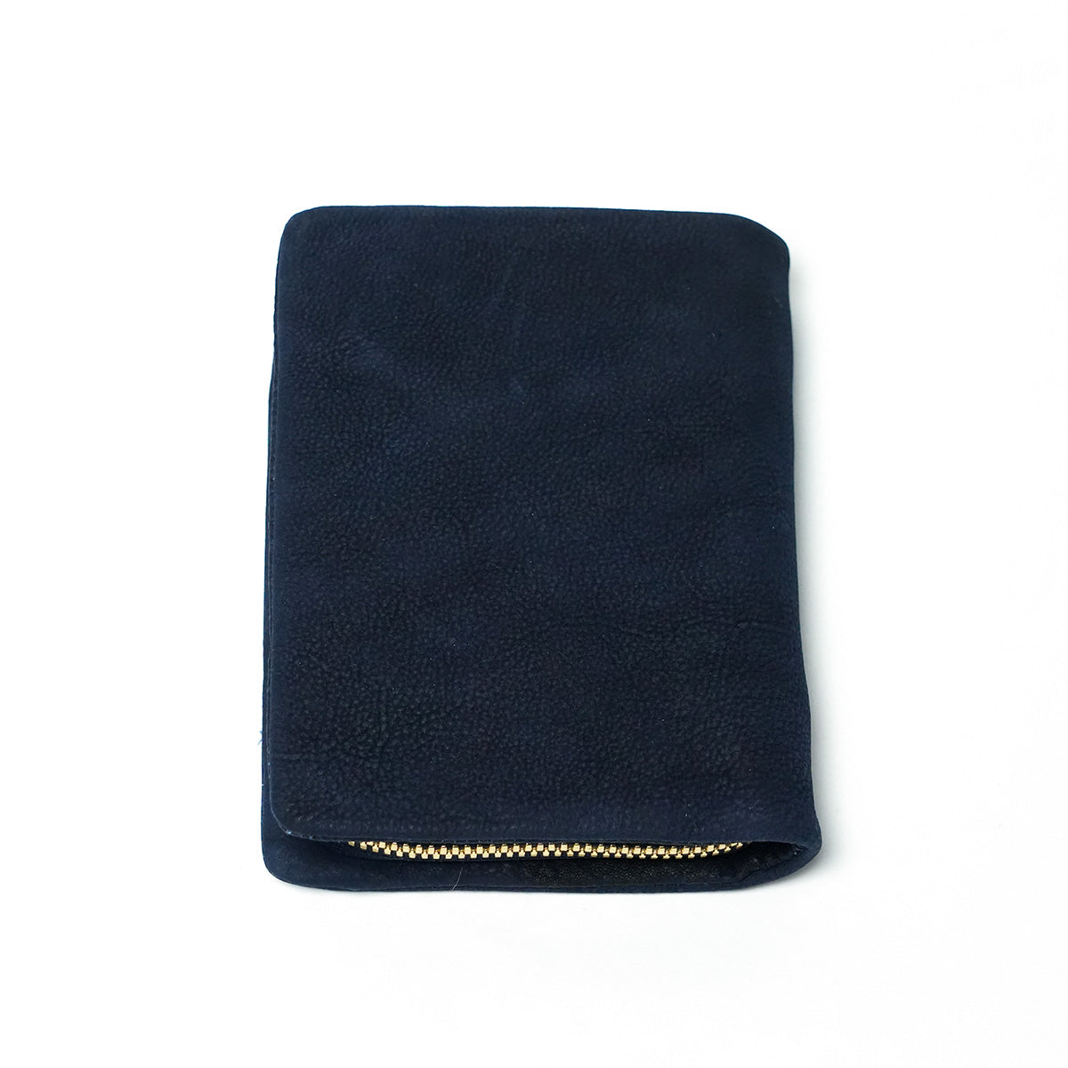Indigo-dyed nubuck round zipper half wallet ZYS491