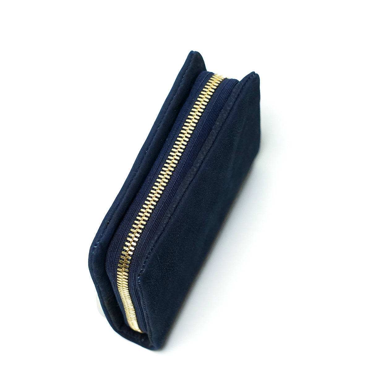 Indigo-dyed nubuck round zipper half wallet ZYS491