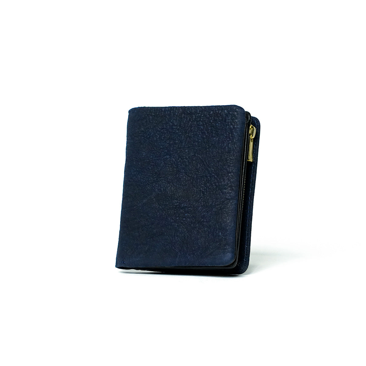 Indigo-dyed nubuck compact half wallet ZYS492