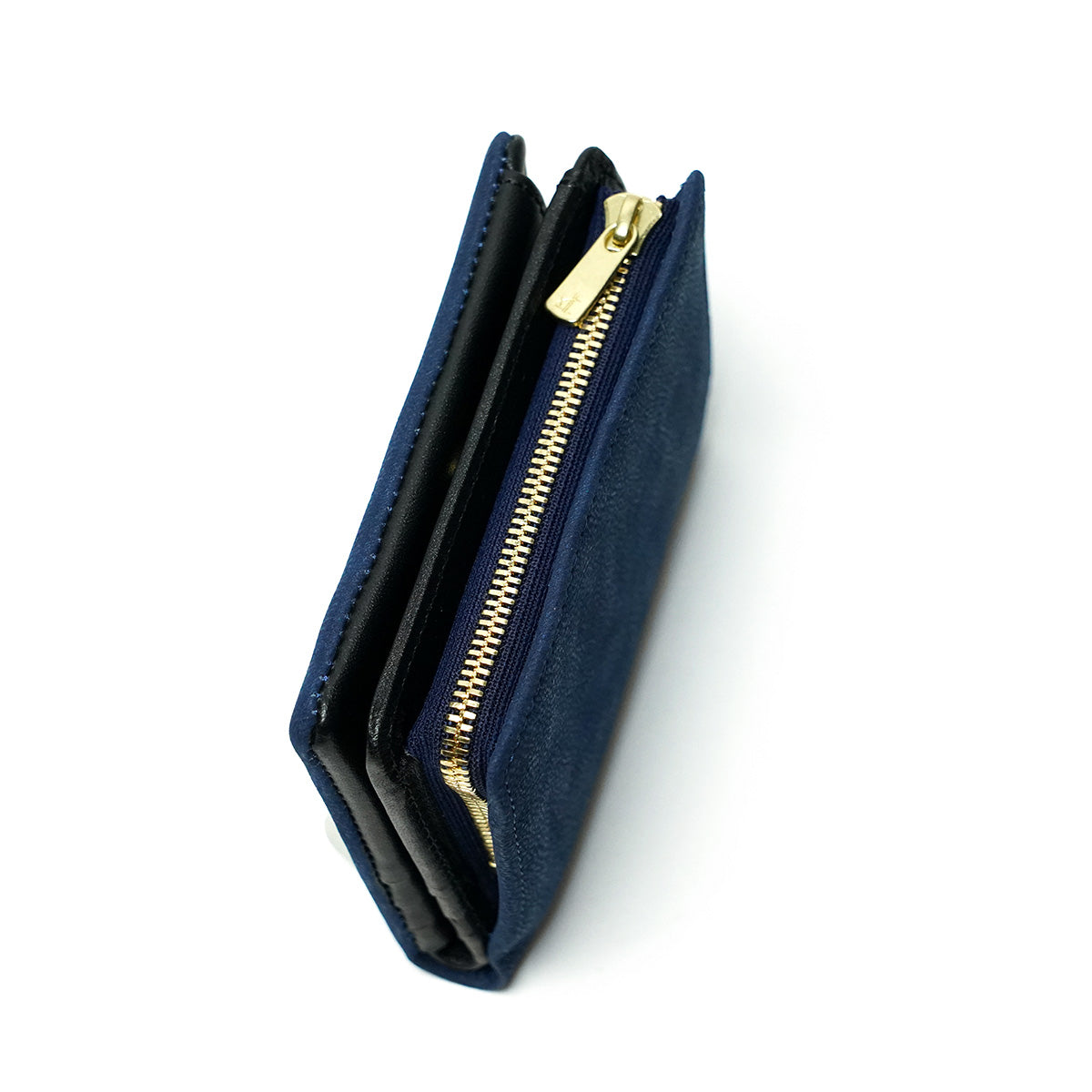 Indigo-dyed nubuck compact half wallet ZYS492