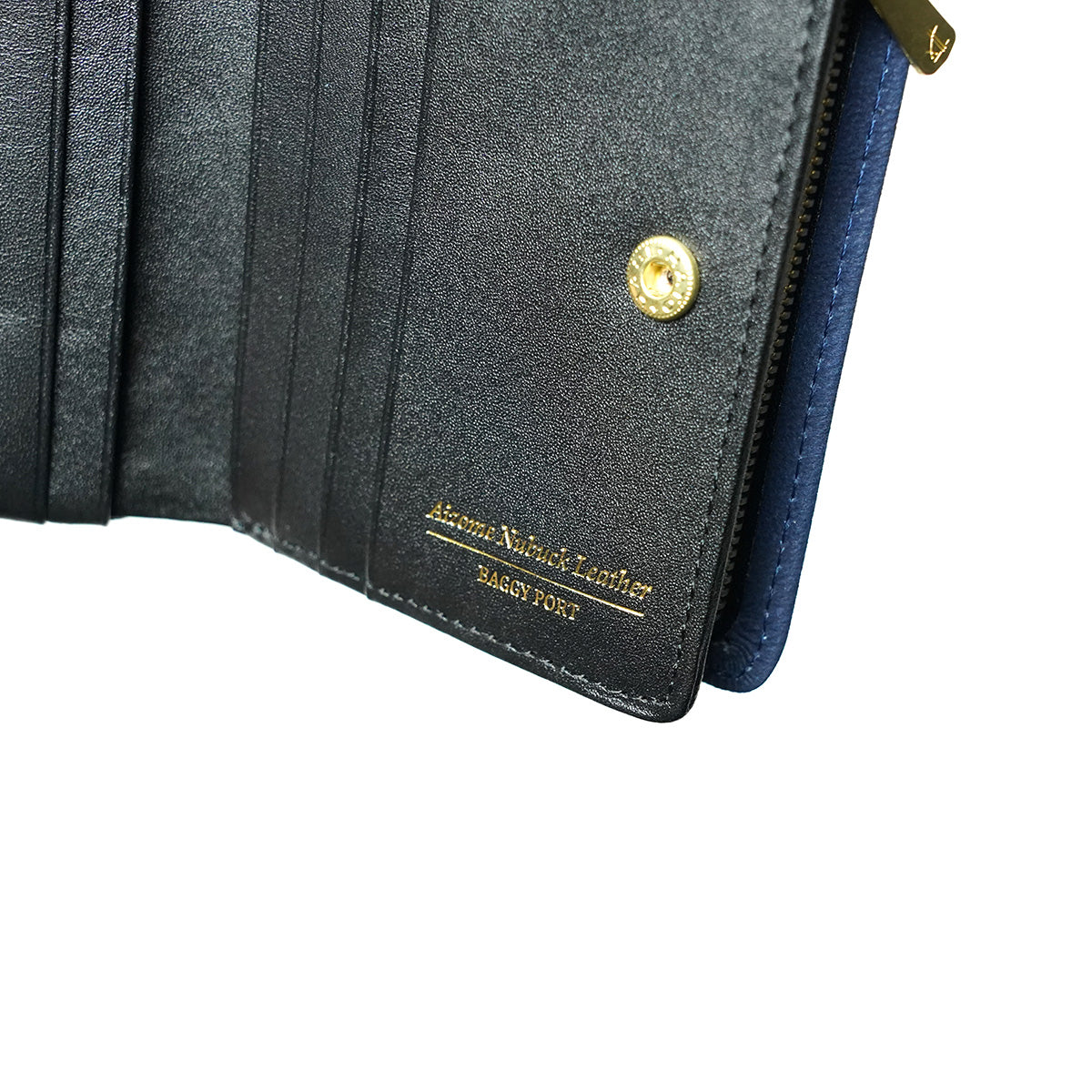 Indigo-dyed nubuck compact half wallet ZYS492