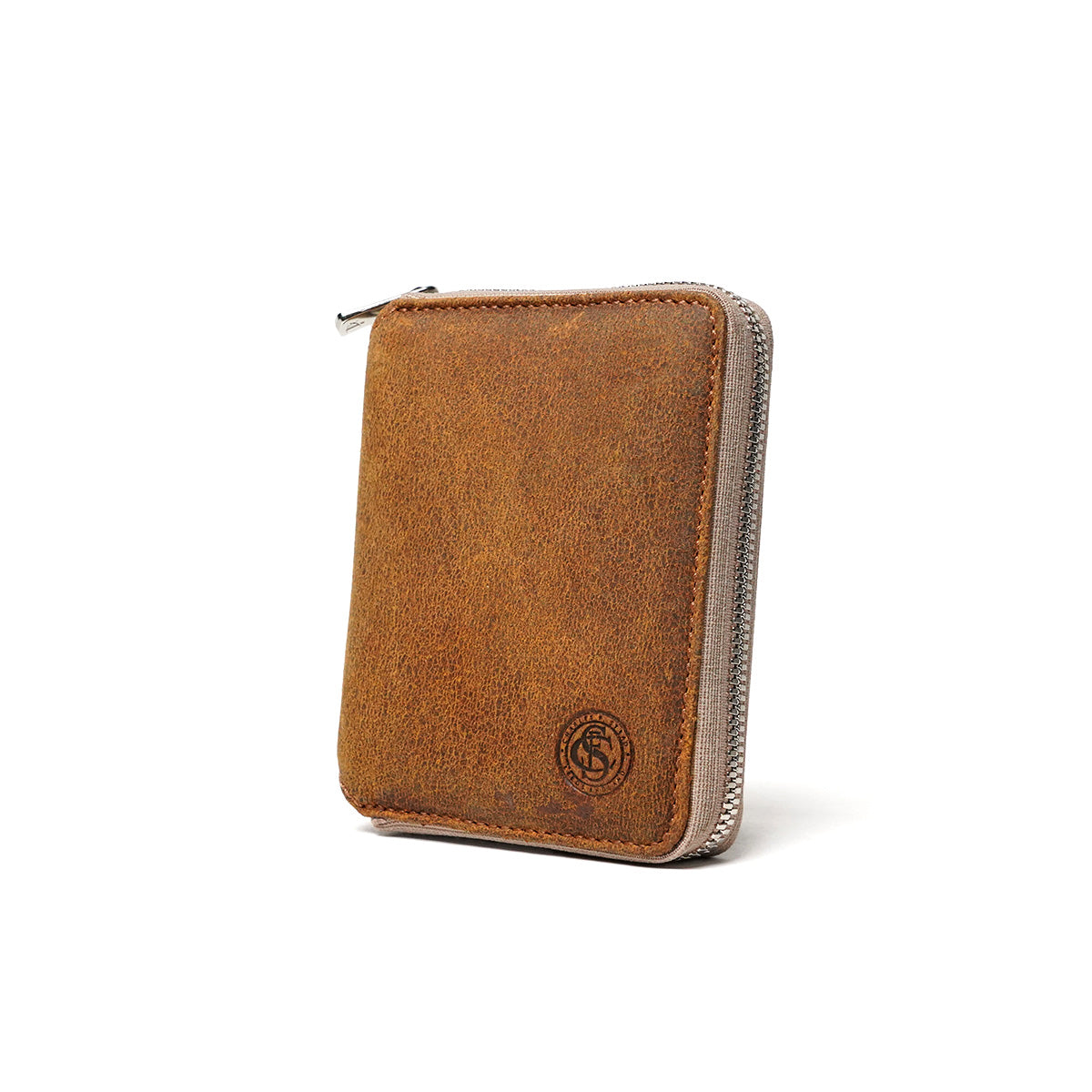 Waxed Elk Leather Round Zip Half Wallet FZKM851 