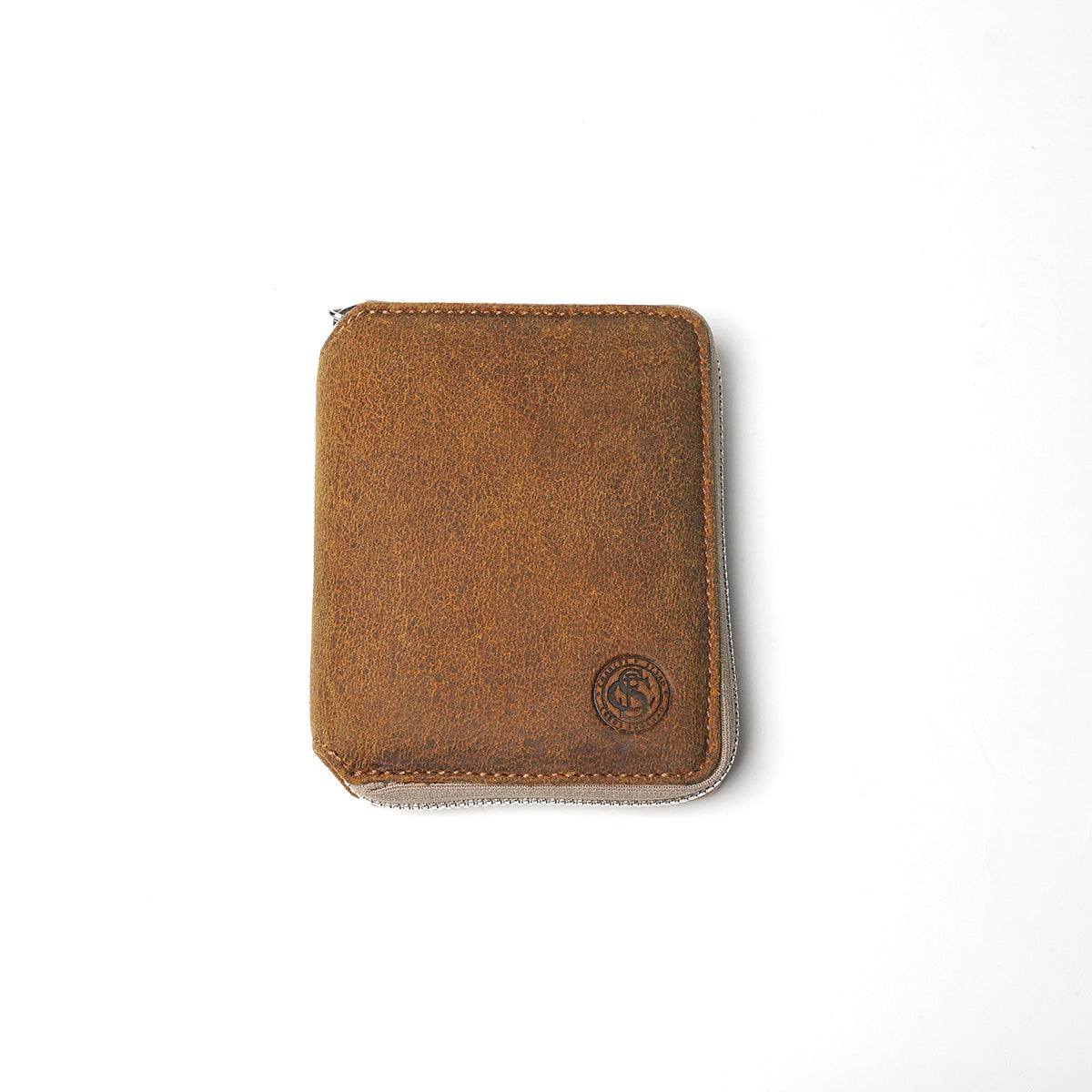 Waxed Elk Leather Round Zip Half Wallet FZKM851 