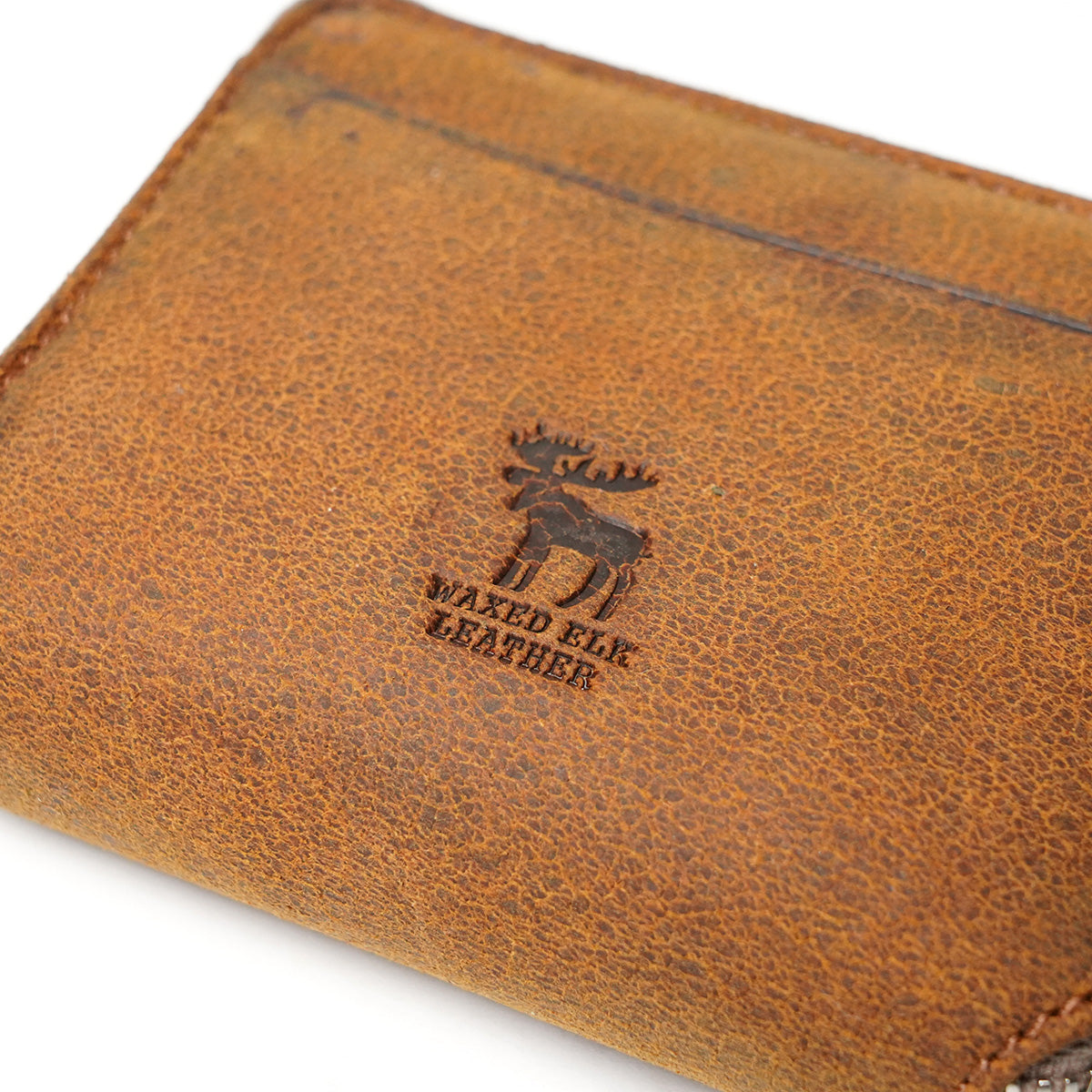 Waxed Elk Leather Round Zip Half Wallet FZKM851 