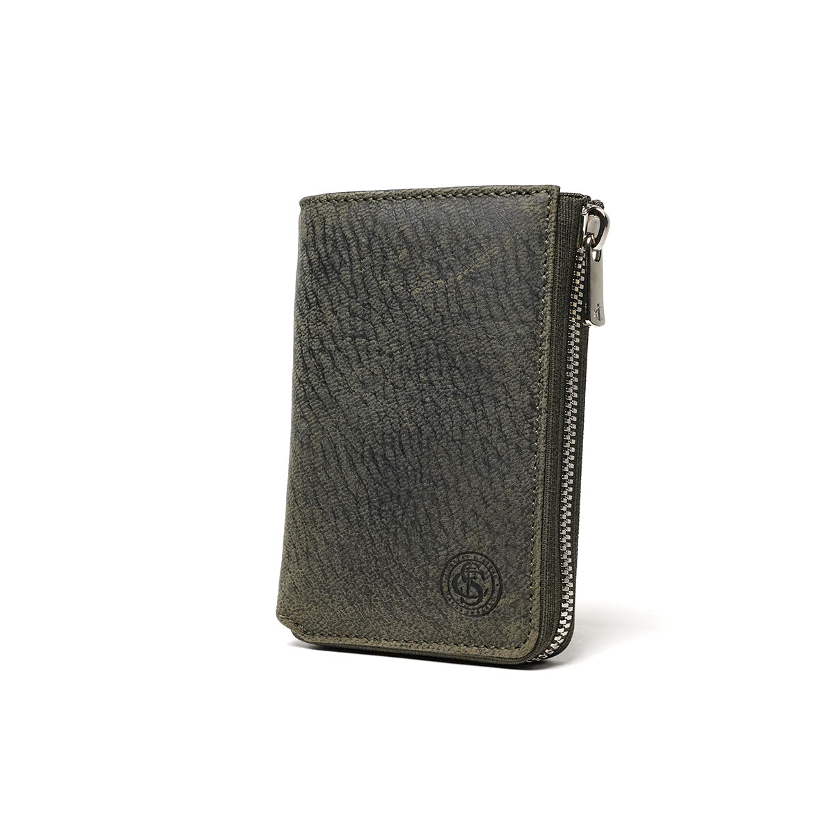 Waxed Elk Leather L-shaped Zipper Half Wallet FZKM852 