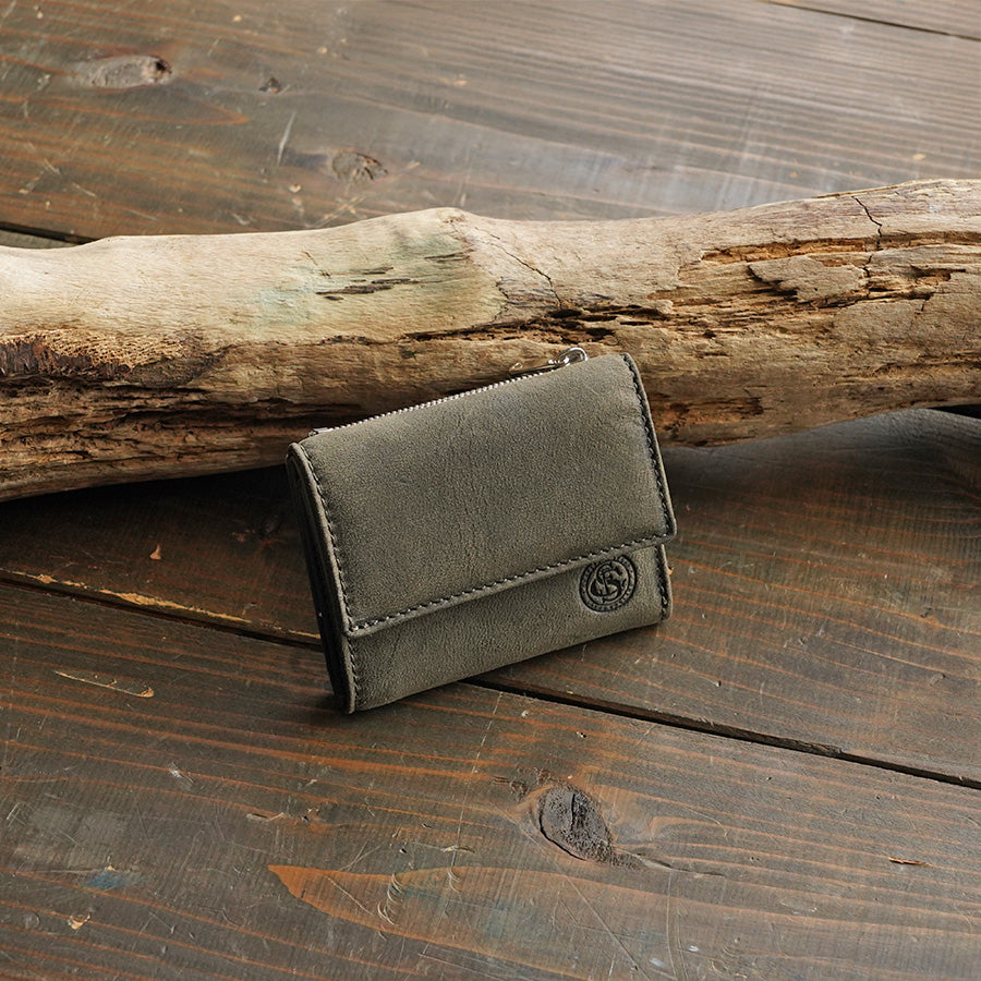 Waxed Elk Leather Tri-fold Wallet FZKM853 