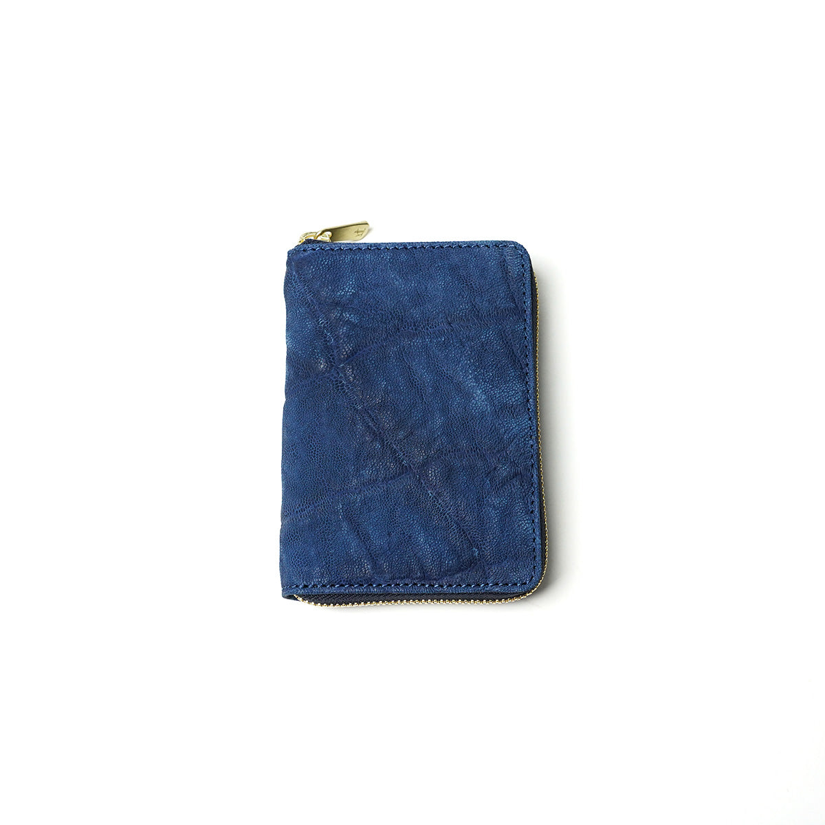 Indigo dyed x elephant leather round zipper half wallet HRD1001