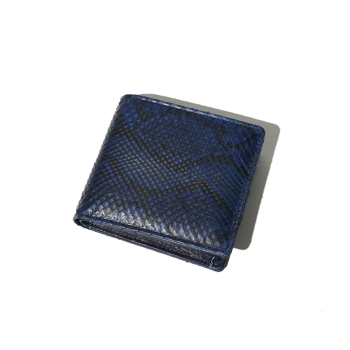 Indigo dyed x snake leather bifold wallet HRD2003