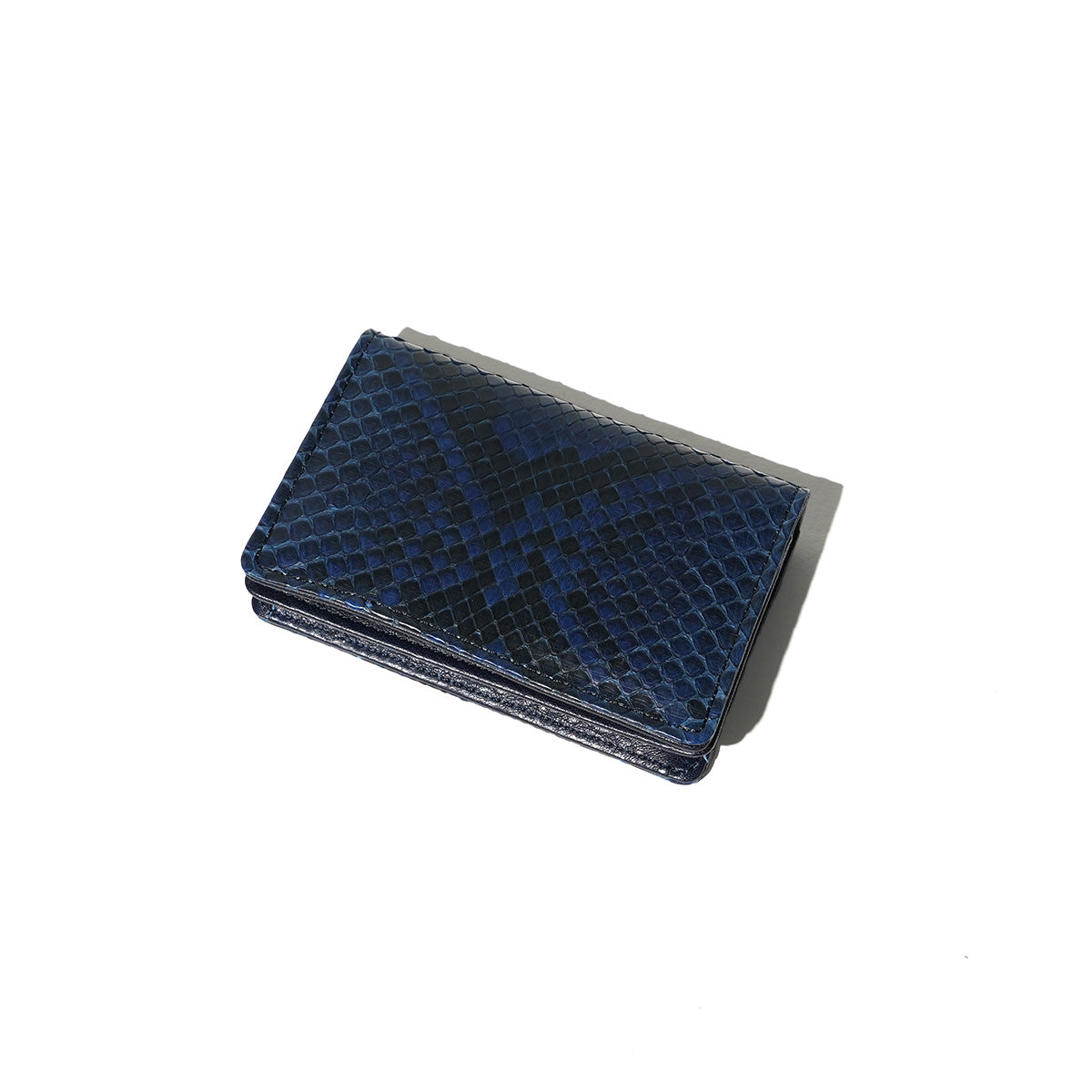 Indigo dyed x snakeskin business card holder HRD2004