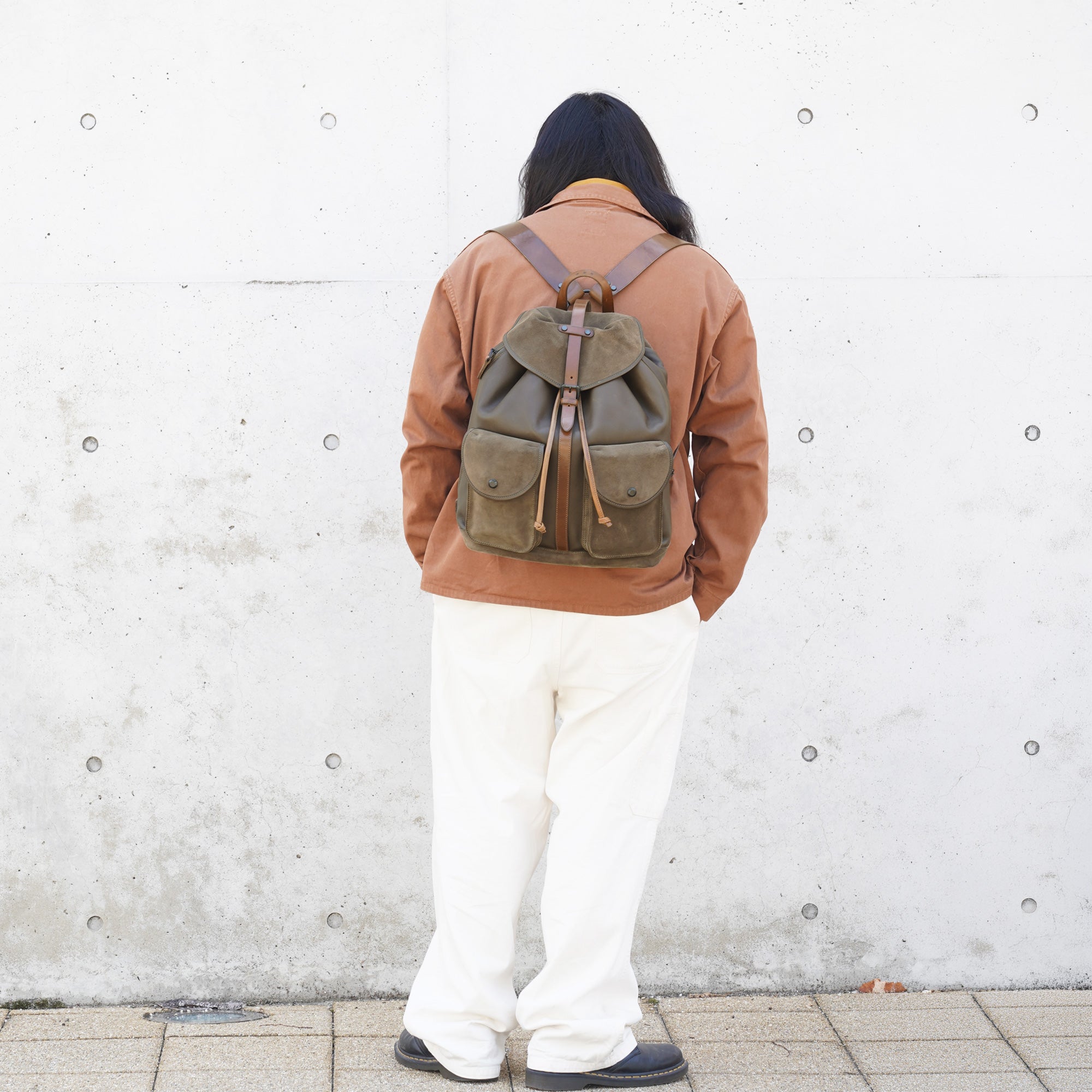 4way リュック＊ヌビキルト＊グレージュ×プロヴァンス　ハンドメイド JanusCALF -ヤヌスカーフ- リュックサック KZKM1001