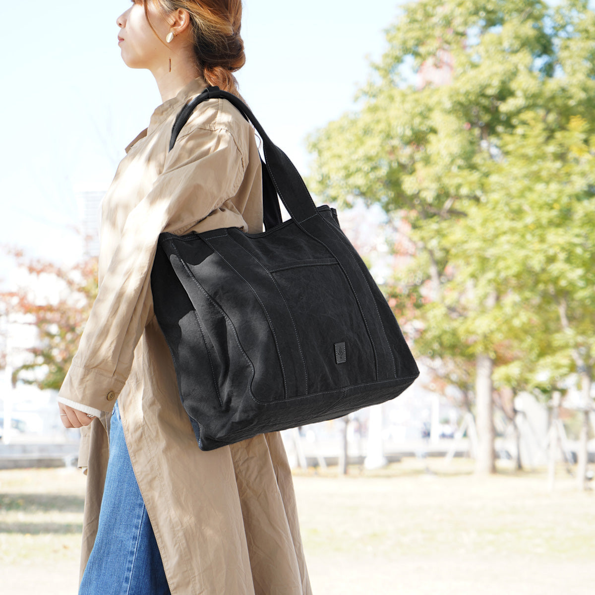 18oz Army Duck Bio Divided Tote Bag, Large, LGRN4022