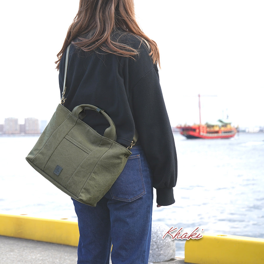 18oz Army Duck Bio Tote Shoulder Bag LGRN4024