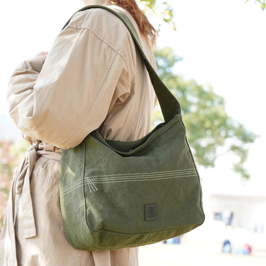 18oz Army Duck Bio Shoulder Bag, Medium, LGRN4025