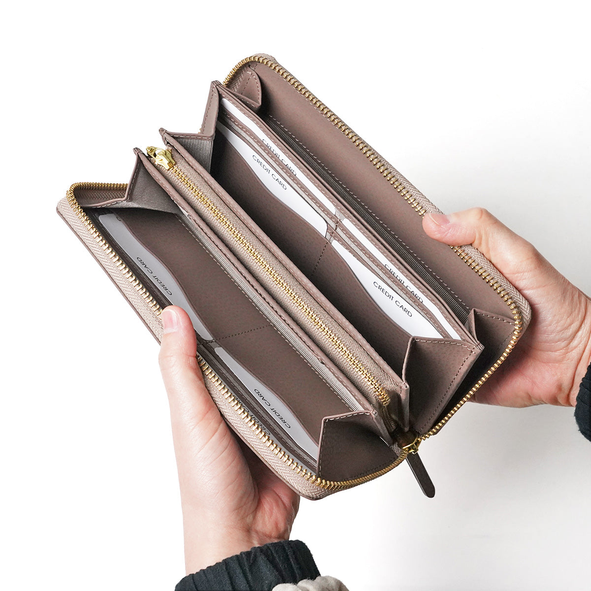 エンボス リサイクルレザー ラウンドファスナー長財布 LZKM140