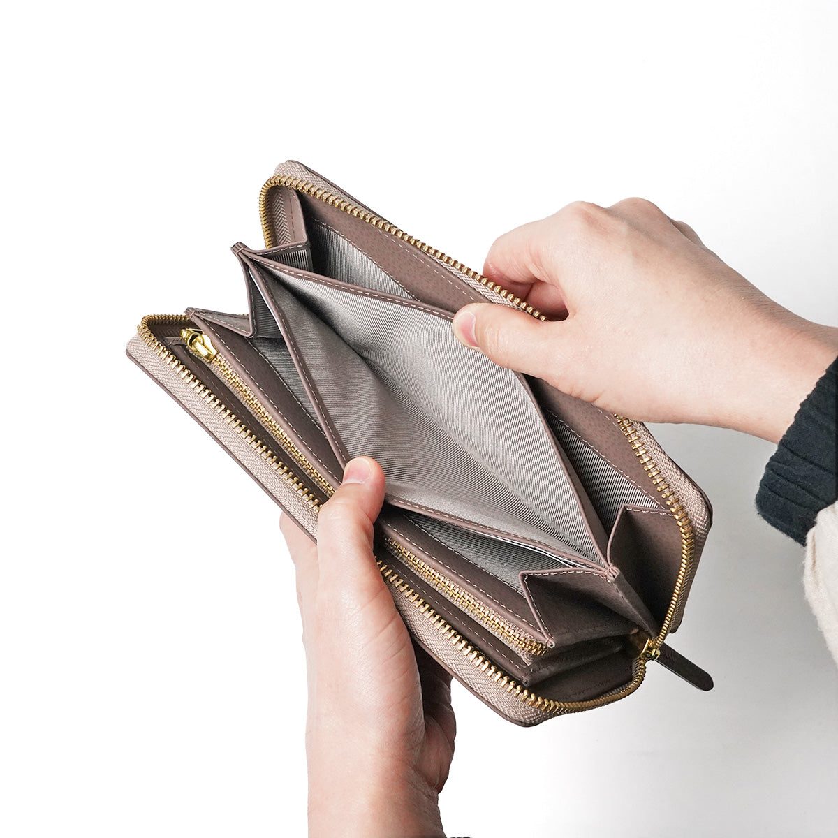 エンボス リサイクルレザー ラウンドファスナー長財布 LZKM140