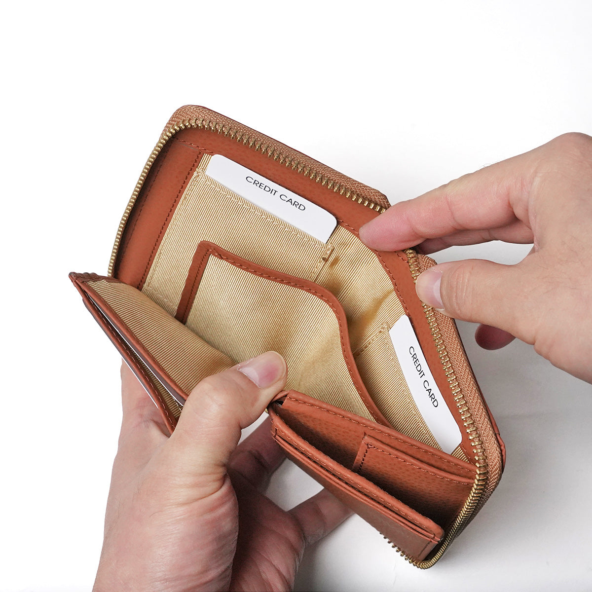 エンボス リサイクルレザー ラウンドファスナー ハーフ財布 LZKM141