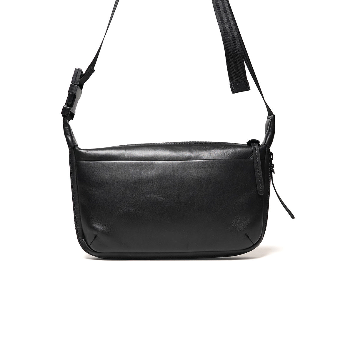 ヨッシー　DIESEL ショルダーバッグ ブラック レザー グロッシー 拡張式 ヨコ型 ショルダーバッグ S LZKM1501