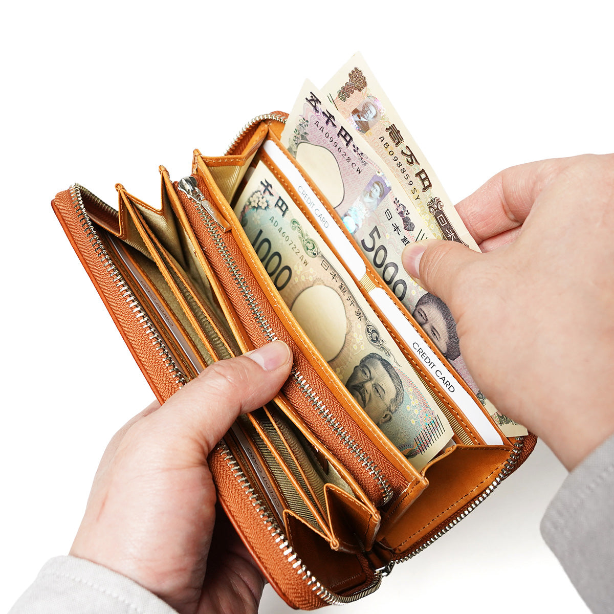 ナチュラルボックス ラウンドファスナー 長財布 LZKM3600