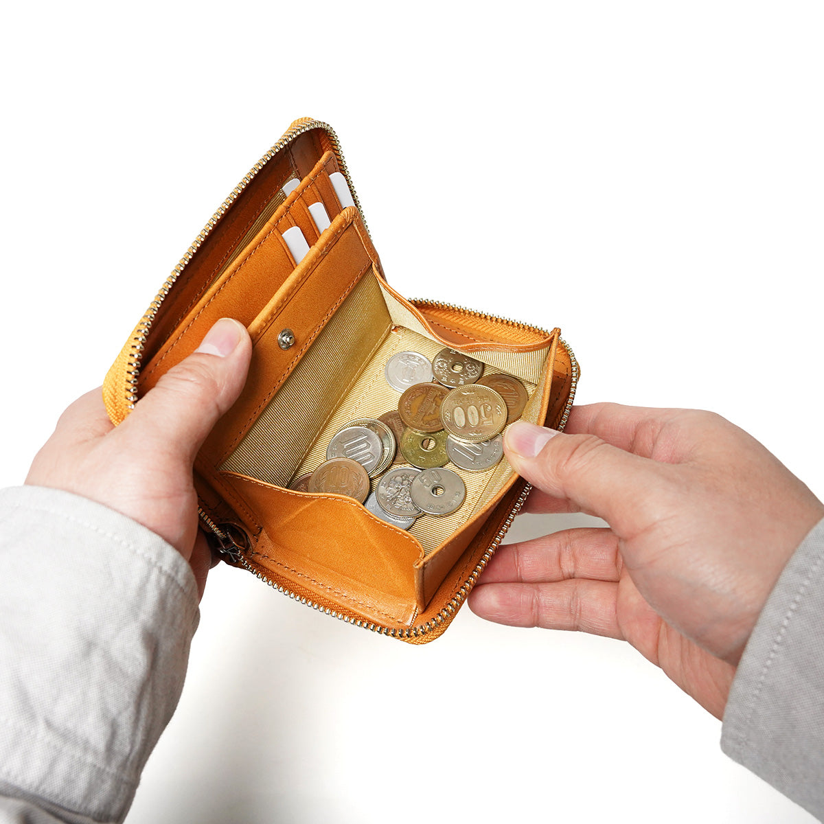 ナチュラルボックス ラウンドファスナー ハーフ財布 LZKM3601