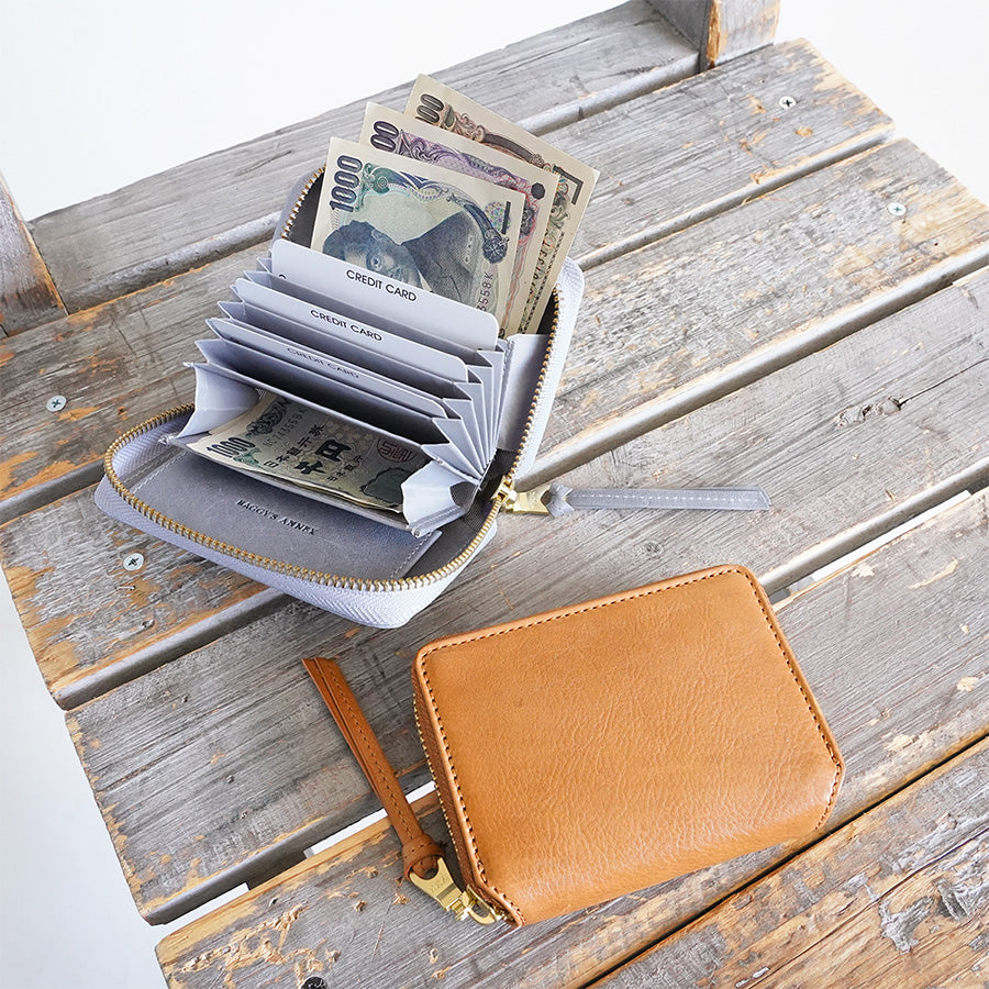 BAFU Leather - Buff Leather - Accordion Round Zipper Mini Wallet LZKM788