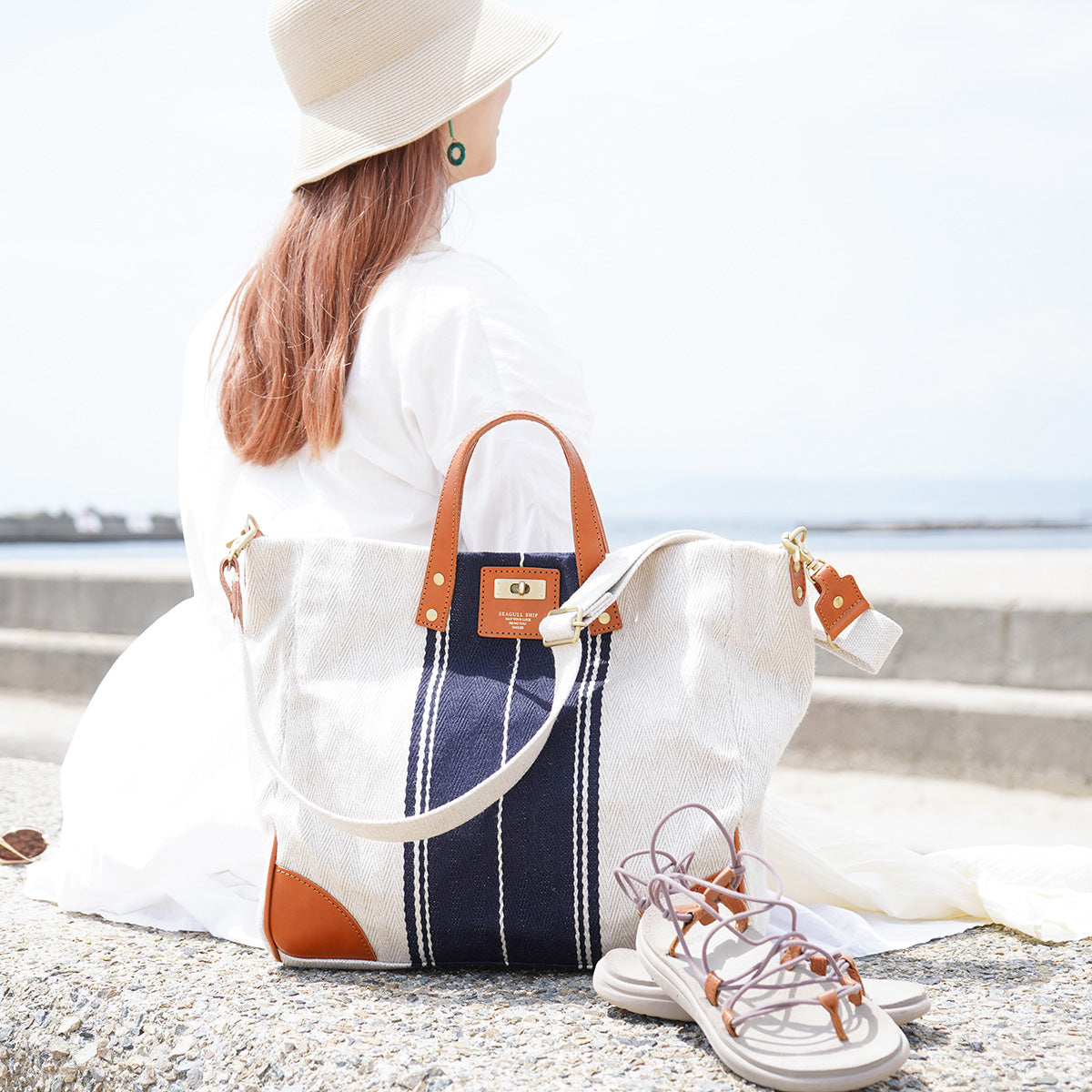 レーヨンリネン 20ozヘリンボーントートショルダーバッグ SMAK703